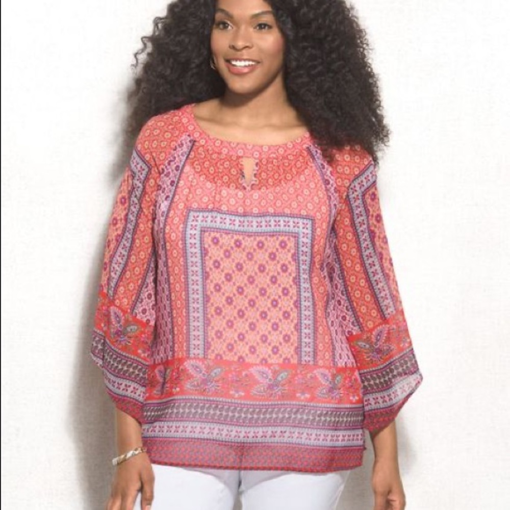 🌵 Westport | Orange Floral Boho Blouse